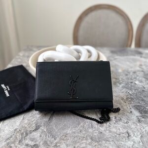 Saint Laurent Medium Kate Crossbody Bag with Black on Black Hardware (rare)